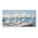 Beach Wall Art Large Ocean Seagull Canvas Pictures For Living Room - Ivory / Navy by HouseOfZazla