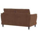Dania - Upholstered Crescent Loveseat With Curved Tufted Arms - Rust by HouseOfZazla