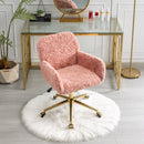Office Chair, Artificial Rabbit Hair Home Office Chair With Metal Base, Adjustable Desk Chair Swivel Office Chair, Vanity Chair by HouseOfZazla