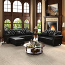 Upholstered Sofa With Nailhead Trim, Rolled Armrests With Ottoman