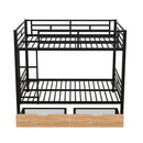 Full Size Convertible Bunk Bed With 2 Drawers Durable - Black by HouseOfZazla