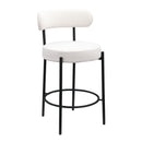 Modern Sherpa Counter Height Stools, Uphsoltered Seat Height Barstools With Brushed Brass Metal Legs Round Low Back Kitchen Stools With Footrest For Dining Room (Set of 2) by HouseOfZazla