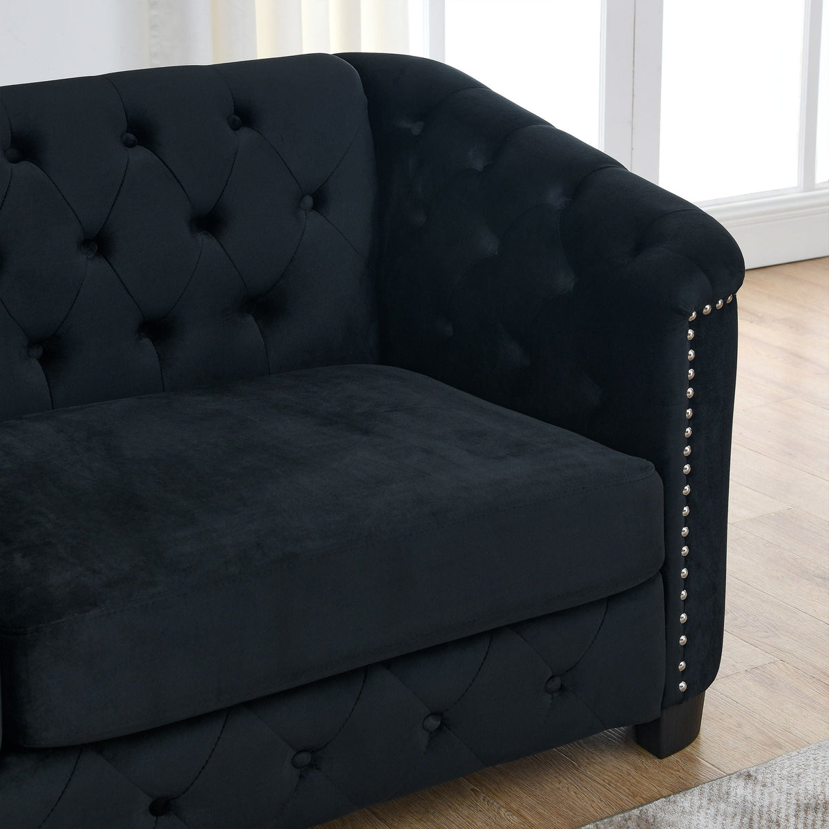 Modern Chesterfield Sofa With Tufted Backrest For Living Room, photo 18 of 36