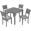 5 Piece Modern Dining Set, Square Wooden Dining Table with 4 Upholstered Chairs for Kitchen, Dining Room, Gray