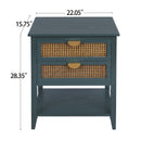 2 Drawer Side Table, Natural Rattan by HouseOfZazla