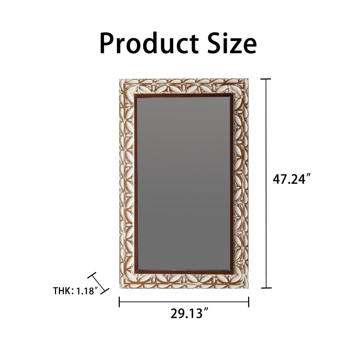 29.13"×47.24" Rectangular Carved Leaf Wall Mirror, photo 8 of 9