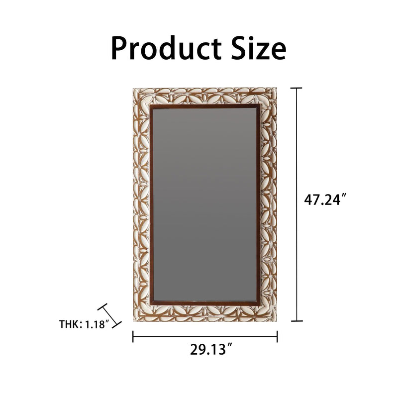 29.13"×47.24" Rectangular Carved Leaf Wall Mirror, photo 8 of 9