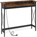 Console Table With Charging Station, Extra Long For Living Hallway - Brown / Black by HouseOfZazla
