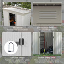 7' x 4' Metal Lean to Garden Shed, Outdoor Storage Shed, Garden Tool House with Double Sliding Doors, 2 Air Vents for Backyard, Patio, Lawn, Silver