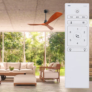 52inch Outdoor Farmhouse Ceiling Fan with Remote Carved Wood Fan Blade Reversible Motor