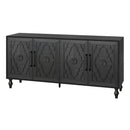 Carved Flower Door Large Storage Cabinet with Metal Handle