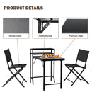 3 Piece Patio Bistro Set, Patio Set Of Foldable Patio Table And Chairs, Outdoor Patio Furniture Sets - Black by HouseOfZazla