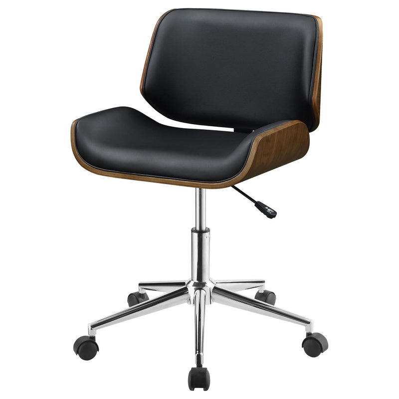 Walker Edison | Faux Leather with Wood Swivel Office Chair