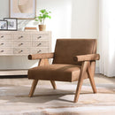 Zoey - Accent Chair - Chocolate Suede & Oak by Unique Piece Furniture