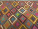 7' X10' Antique Afghan Kilim Handmade Flat Weave Wool Rug Vegy Organic Colorful