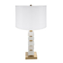 D15x26.7' White and Gold Alabaster Slab Table Lamp