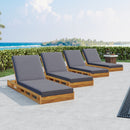 Lounge Chaise Set - Acacia Wood with Water-Resistant Cushions