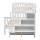 Stairway Bunk Bed With Storage And Guard Rail For Bedroom by HouseOfZazla