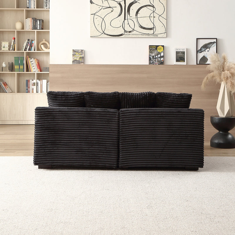 74.8" Modern Luxury Twins Sofa Couch for Living Room Quality Corduroy Upholstery Sleeper Sofa Bed Daybed Black