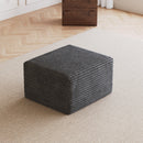 Sofa Ottoman - No Assembly Required - Dark Grey Plush Corduroy Fabric