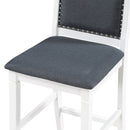 3-Piece Wood Counter Height Drop Leaf Dining Table Set with 2 Upholstered Dining Chairs for Small Place, White+Gray