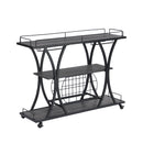Industrial Bar Cart Kitchen Bar & Serving Cart For Home With Wheels 3 Tier Storage Shelves - Black / Gray by HouseOfZazla