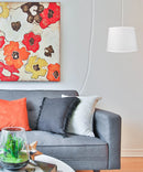 16"W 1 Light Swag Plug-In Pendant  White Shade White Cord