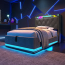Upholstered Bed, 360 Surround LED Function, Remote Control, Hydraulic Storage Bed With USB, Type-C Charging (Without Mattress) by HouseOfZazla