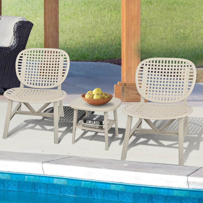 Walker Edison | All Weather 3 Piece Retro Patio Table Chair Set