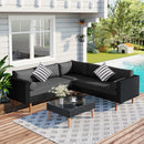 4-Piece Outdoor Wicker Sofa Set with Colorful Pillows