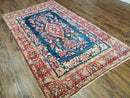 4' X 7' Vintage Handmade Turkish Wool Rug Flowers Birds Tree Of Life Blue Red