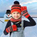 Winter Kids Knitted Hat Scarf Gloves 3Pcs Boys Girls Winter Warm Beanie Hat and Glove Scarf Set Beanie Neck Warmer Mittens for 4-7-Year-Old Kids
