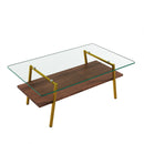 Rectangle Coffee Table, Tempered Glass Tabletop With Metal Legs, Modern Table For Living Room by HouseOfZazla