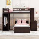 Loft Bed With A Stand Alone Bed, Shelves, Desk, And Wardrobe by HouseOfZazla
