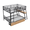 Full Size Bunk Bed With Built In Desk, Light, And 2 Drawers - Black by HouseOfZazla