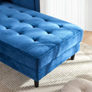 64" Velvet Chaise, Mid-Century Modern Chaise Furniture, Sleeper for Living Room, Apartment, Tool-Free Assembly. (Blue)