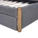 Upholstered Platform Bed With Wood Supporting Feet And Trundle