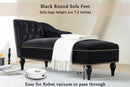 58" Velvet Chaise Lounge, Button Tufted Right Arm Facing Lounge Chair with Nailhead Trim & Solid Wood Legs for Living Room or Office, Sleeper Lounge Sofa (Black)