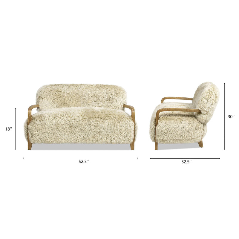 Enchante - Sheepskin Accent Loveseat - Taupe / Natural, photo 6 of 13