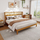 Premium Rubber Wood Platform Bed Frame with Headboard by HouseOfZazla