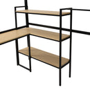Full Size Loft Bed With Staircase, Built In Desk And Shelves And Sleeping Surface - Black by HouseOfZazla