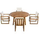 5 Piece Outdoor Patio Dining Set With 4 Armchairs And Table - Beige by HouseOfZazla