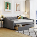 Upholstered Daybed With Two Drawers, Wood Slat Support by HouseOfZazla