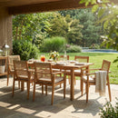 7 Pieces Acacia Wood Outdoor Dining Set with Cushions by HouseOfZazla