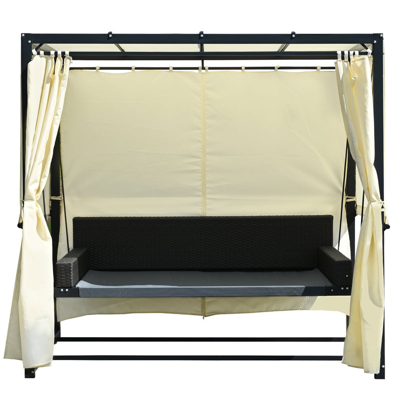 2-3 People Outdoor Swing Bed, Adjustable Curtains, Suitable For Balconies, Gardens And Other Places