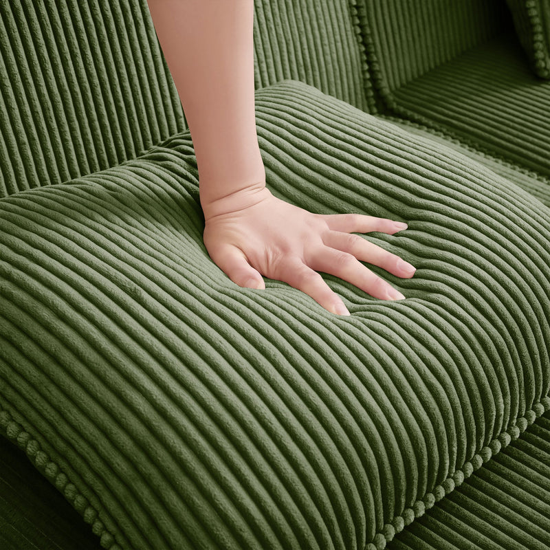 Armless Sofa with Pillow - Green Corduroy, photo 7 of 9