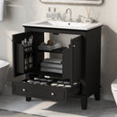 30" Bathroom Vanity With Sink Combo, Multi Functional Bathroom Cabinet With Doors And Drawer - Black by HouseOfZazla