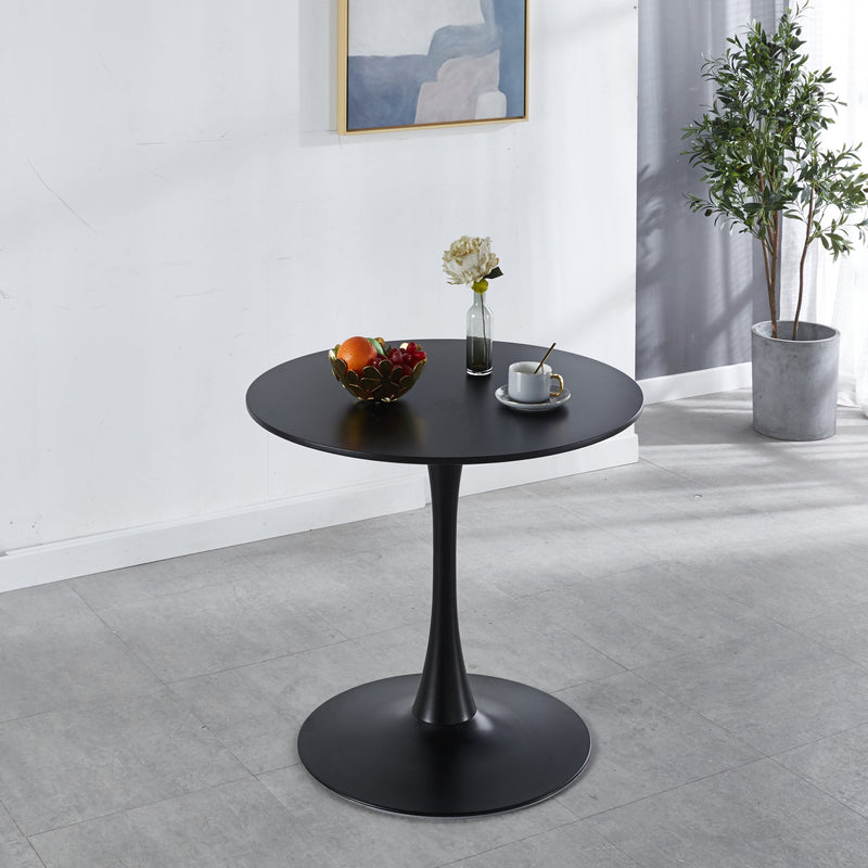31.5" Black Tulip Table Mid-century Dining Table for 2-4 people With Round Mdf Table Top, Pedestal Dining Table, End Table Leisure Coffee Table