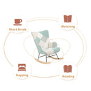 Accent Rocking Chair, Mid Century Fabric Rocker Chair with Wood Legs and Patchwork Linen for Livingroom Bedroom