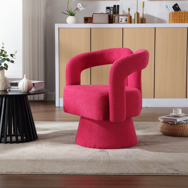 360 Degree Swivel Cuddle Barrel Accent Chairs, Round Armchairs with Wide Upholstered, Fluffy Fabric Chair for Living Room, Bedroom, Office, Waiting Rooms